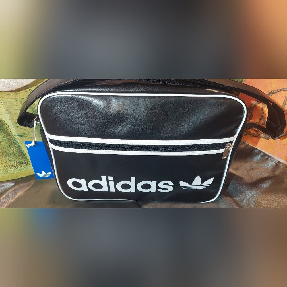adidas Black and White Shoulder Messenger Bag - Picture 4 of 12